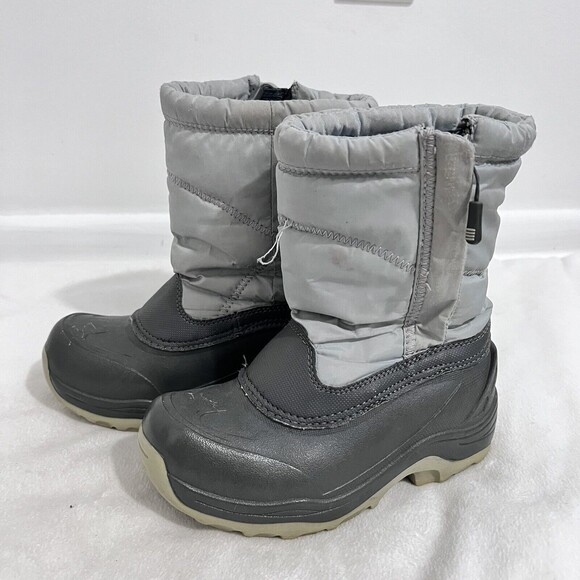 Lands End Girls Snow Boots Size 12 Gray Insulated Fleece Winter Outdoor Zipped - Picture 1 of 9